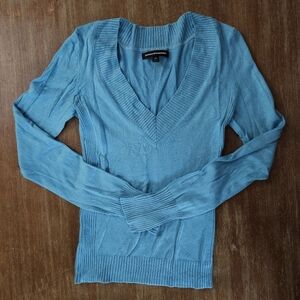 Express Teal V-Neck Women's Sweater - Blue XS Sweater